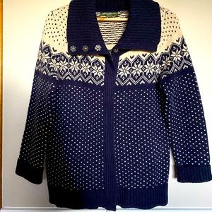 Vintage Eddie Bauer Lambswool Ski Sweater with metal zipper shawl collar